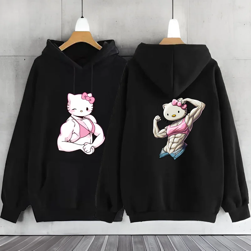 Muscle HelloKittys Kuromies Melodies Hoodie Y2k Clothes Woman Clothing Long Sleeve Hoodie Women\'s Sweatshirts Women\'s Hoodie