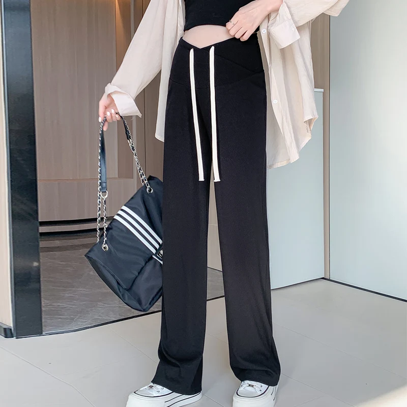 Across V Low Waist Maternity Pants Spring Summer Fashion During Pregnancy Trousers for Pregnant Women Casual Wide Leg Straight