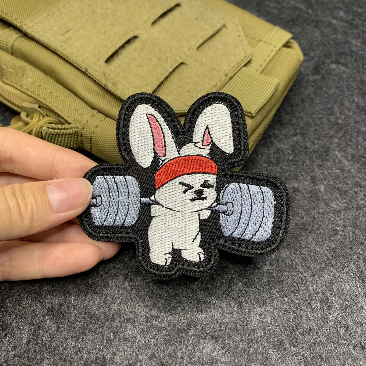 Gym Weightlifting Bunny Rabbit Embroidered Patch, Funny Fitness Enthusiast Badge, Hook and Loop, for Jacket Backpack, Gift