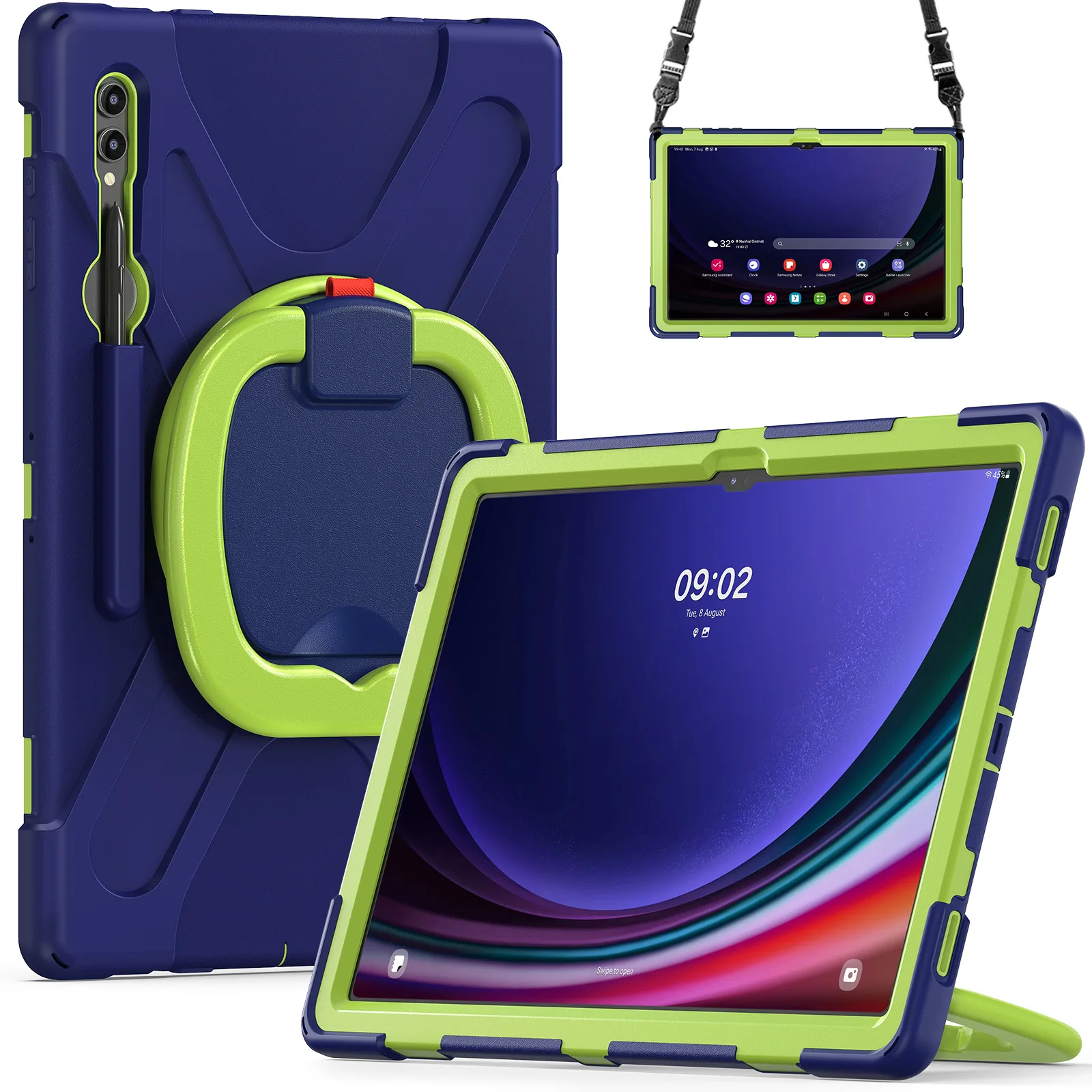 

For Samsung Galaxy TabS9 Ultra/S8 Ultra Case 14.6" SM-X900/X906 Pirate King Rotatable Bracket Silicone Drop Case