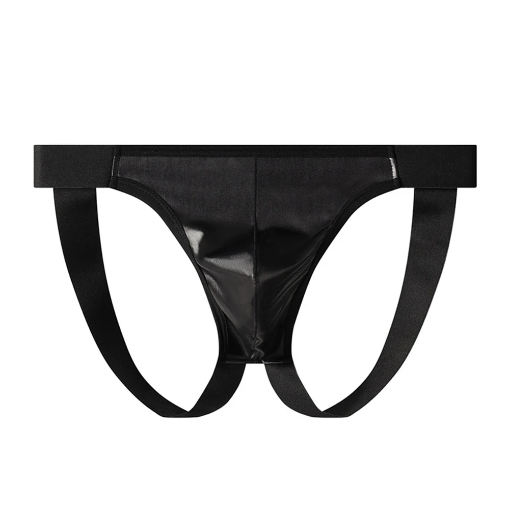 Sexy Lingerie Men Faux Leather G strings Thongs Open Butt Bulge Pouch Underwear Clubwear Modern Fit Size M 2XL
