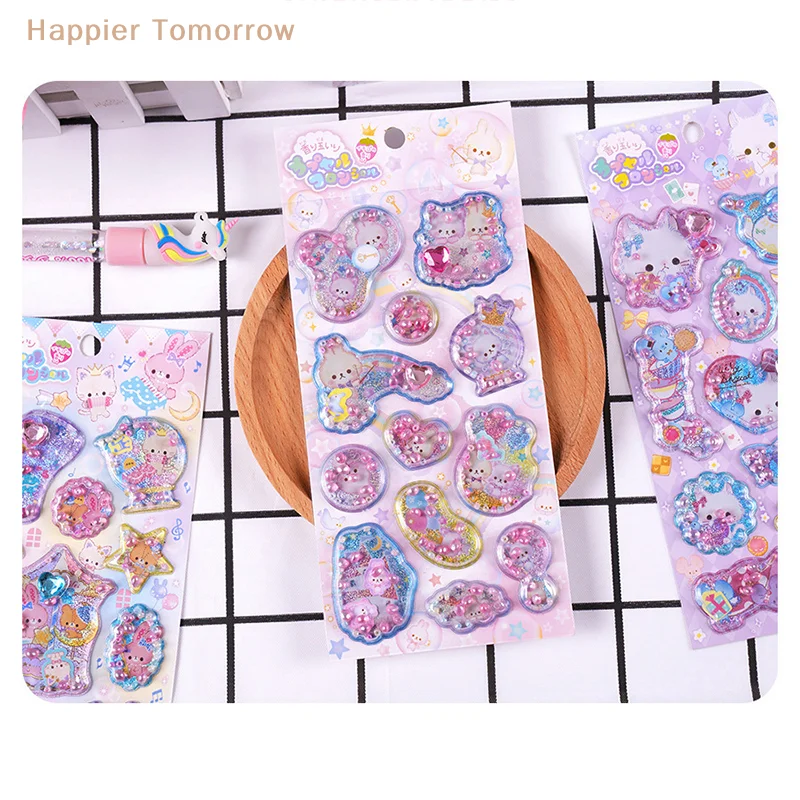 1Pcs Kawaii Cartoon Rabbit Stickers With Fragrant 3D Sticker Cute Bunny Decal Diary Scrapbooking Stationery Sticker