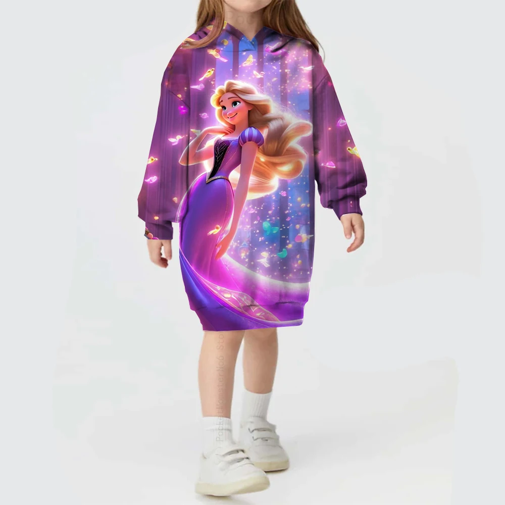 Niñas Disney Frozen princesa Elsa lindo Sudadera con capucha vestido de princesa estampado vestido con capucha Top Otoño e Invierno ropa de moda Casual