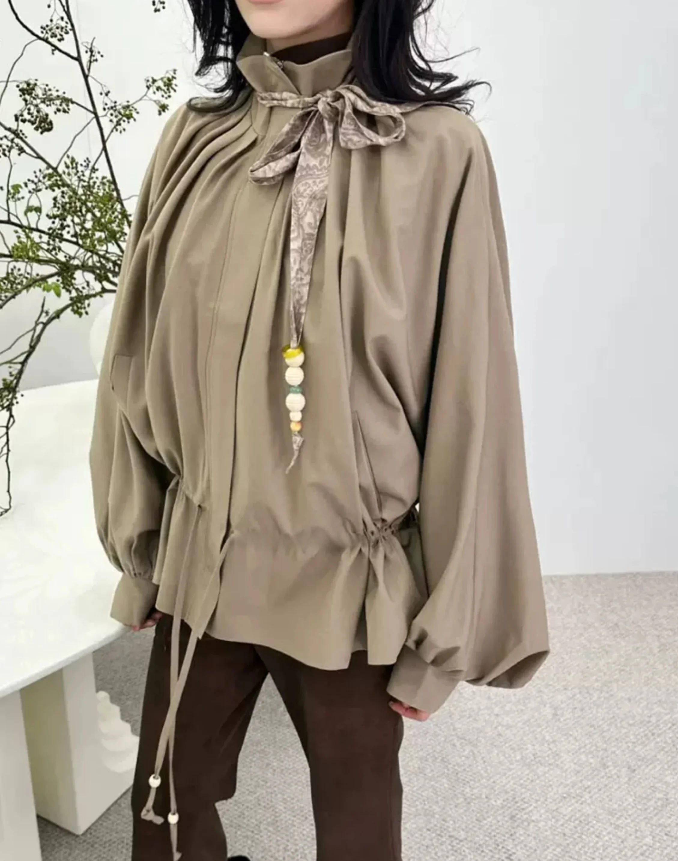 

Романтический свободный жилет-накидка «Батвинг» для женщин, осенне-зимний, однотонный, с завязками на талии