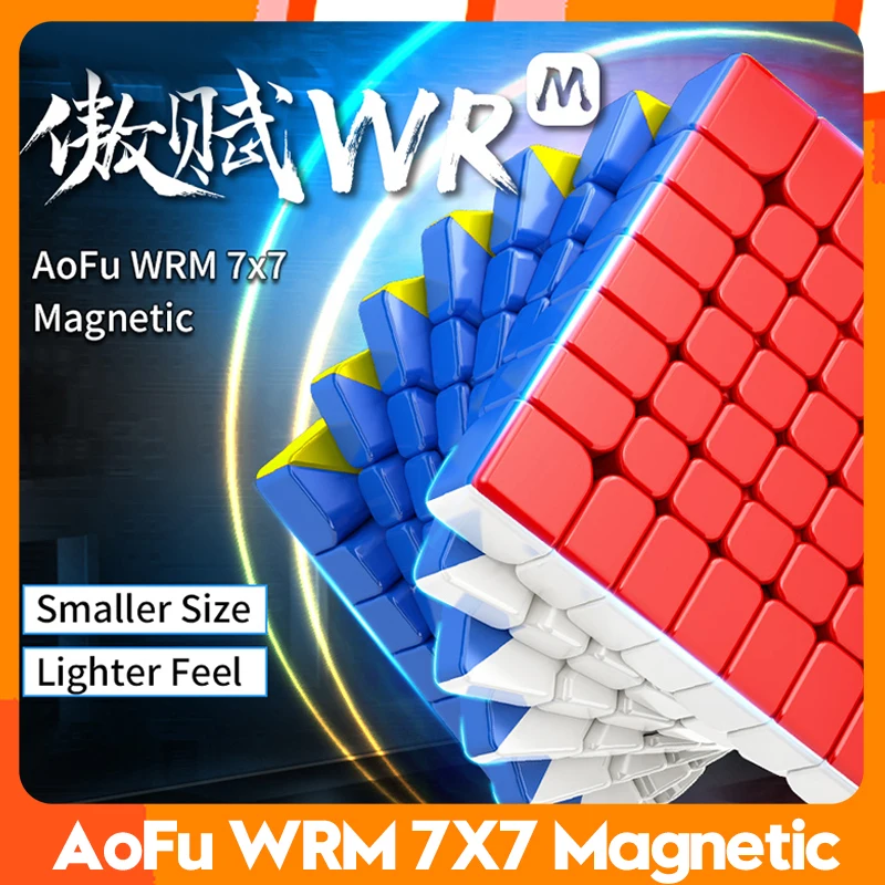 MOYU AoFu WRM 7X7 Cubo magnético de velocidad mágica, juguetes Fidget profesionales sin pegatinas, Moyu Aofu 7x7 WR M