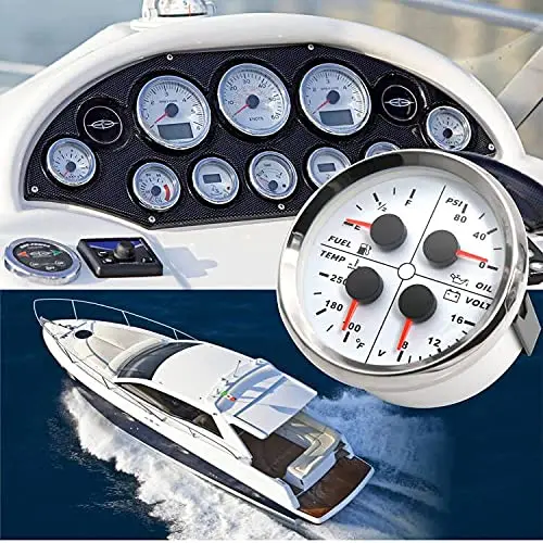4in1 Multifunctional Gauge Ship Yachts Boat Marine Fuel Level Gauge Oil Pressure Gauge