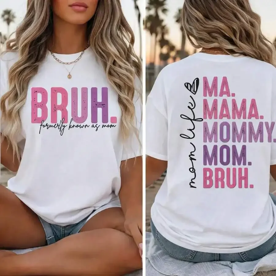 2026 Fashion New Bruh Formerly Known As Mom Sweatshirt Funny Mama Mommy Mom Bruh Hoodie Mother's Day Mom Era Casual Basic Top Tee