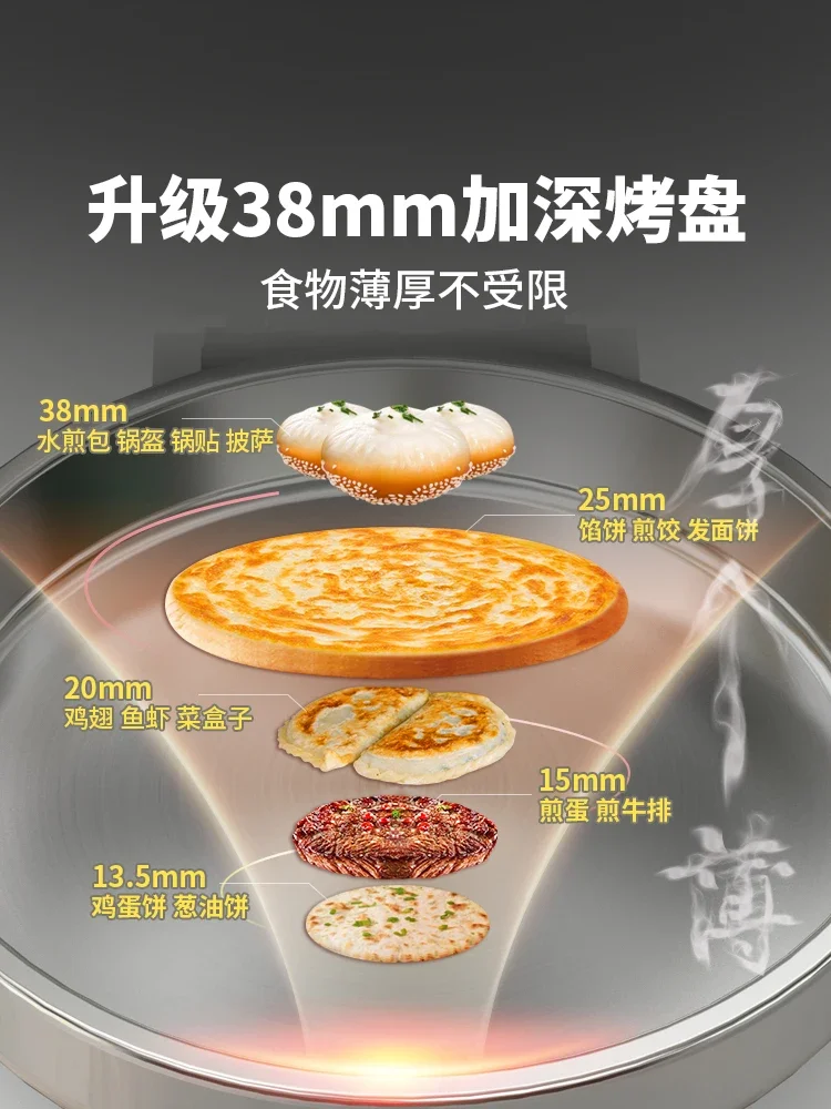 مقلاة فطيرة كهربائية من الفولاذ المقاوم للصدأ، مقلاة كهربائية منزلية متعددة الوظائف للتدفئة على الوجهين لصنع الفطائر