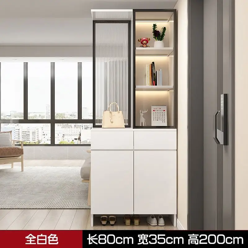 Armário de entrada para casa sapato madeira maciça pura integrada sala divisória tela de vidro