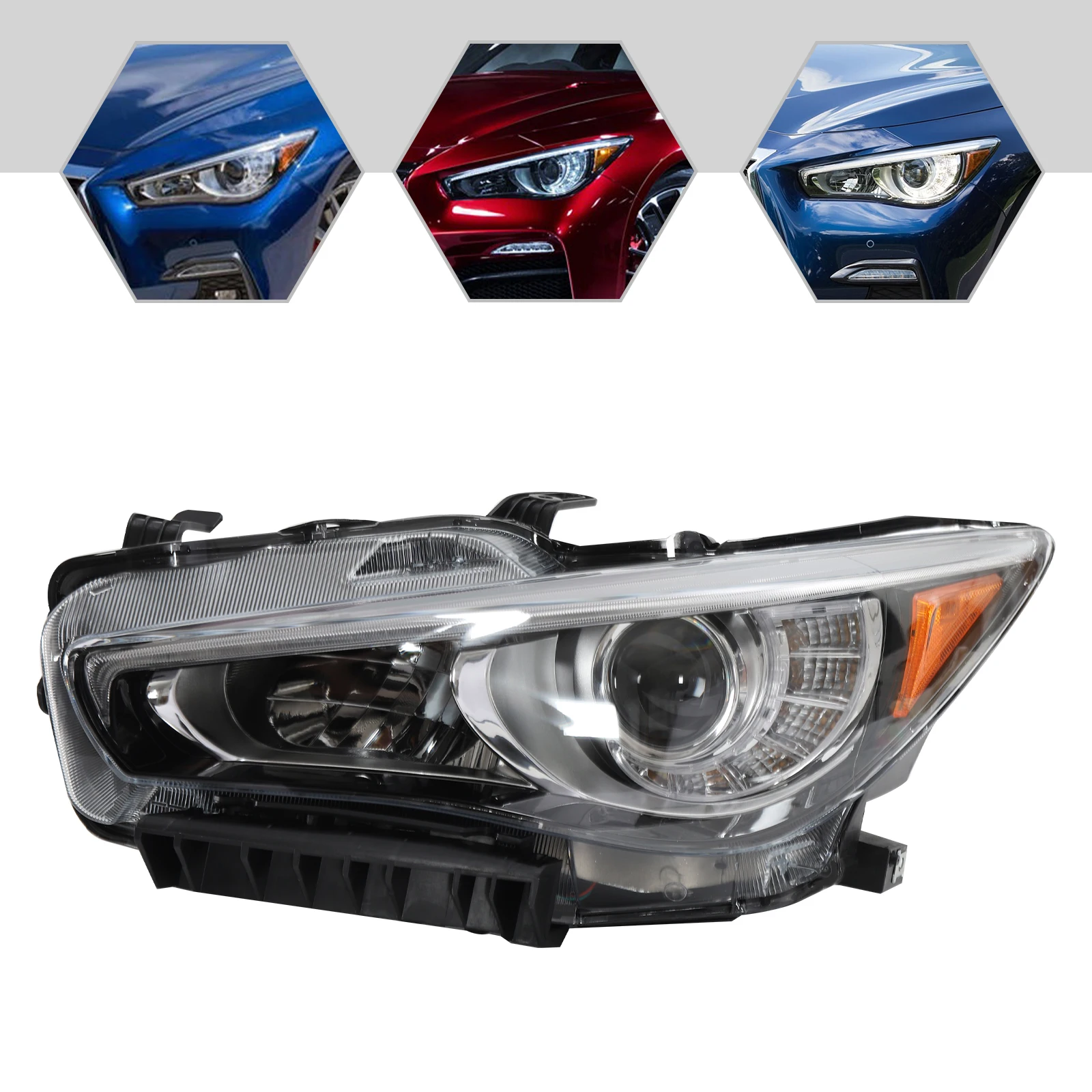 

LH Headlight Assembly Fit For 2014 - 2017 Infiniti Q50 Left Driver Side LED Headlight Projector Headlamp Clear OEM 26060-4HB0B