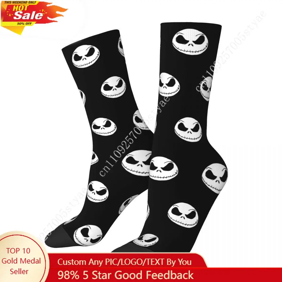 

New The Nightmare Before Christmas Socks Men's Women's Fashion Jack Skellington Face Socks Spring Summer Middle Tube Socks