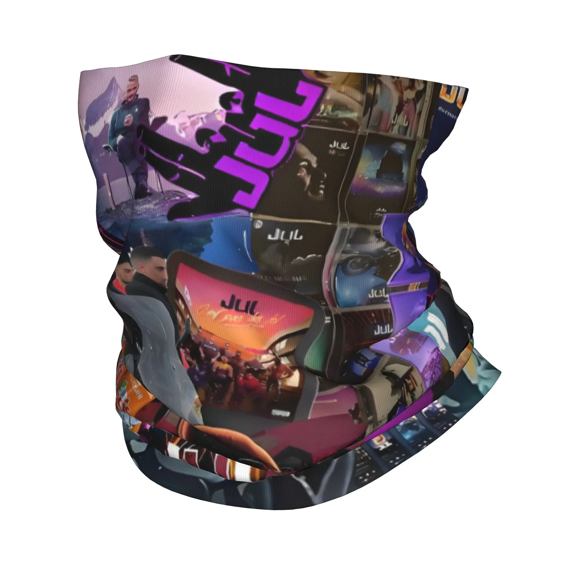 Custom Jul Collage Art Winter Headband Neck Warmer Women Men Hiking Cycling Tube Scarf French Rap Face Bandana Gaiter