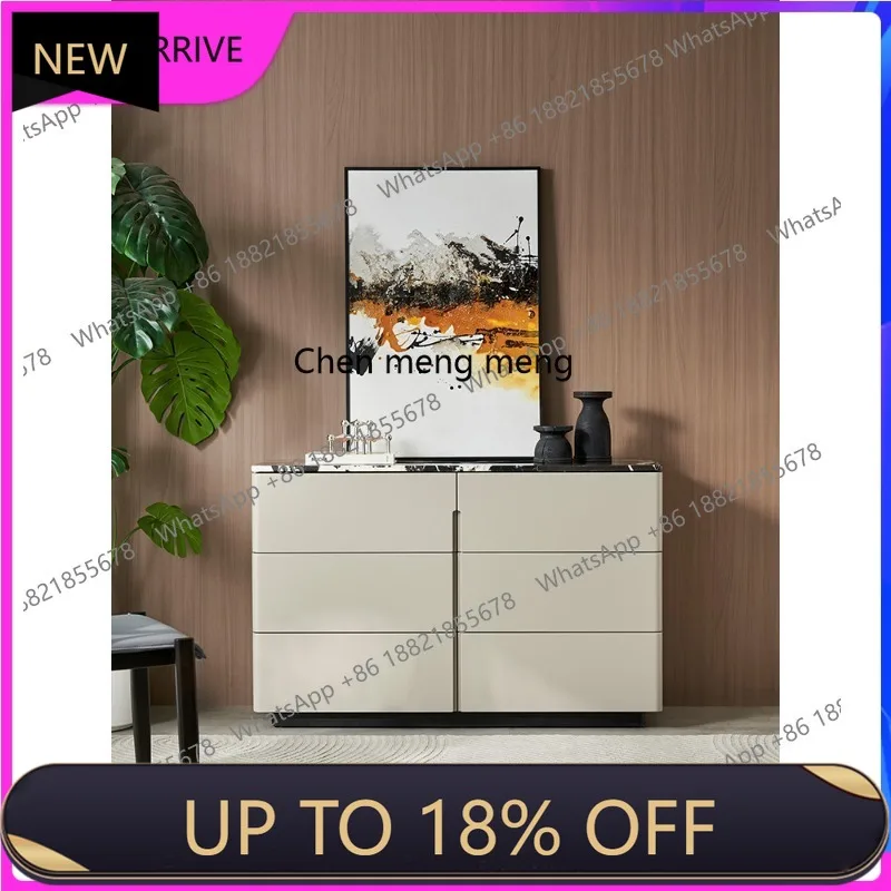 

C88 Italian minimalist dining side cabinet light luxury natural marble chest cabinet bedroom storage cabinet