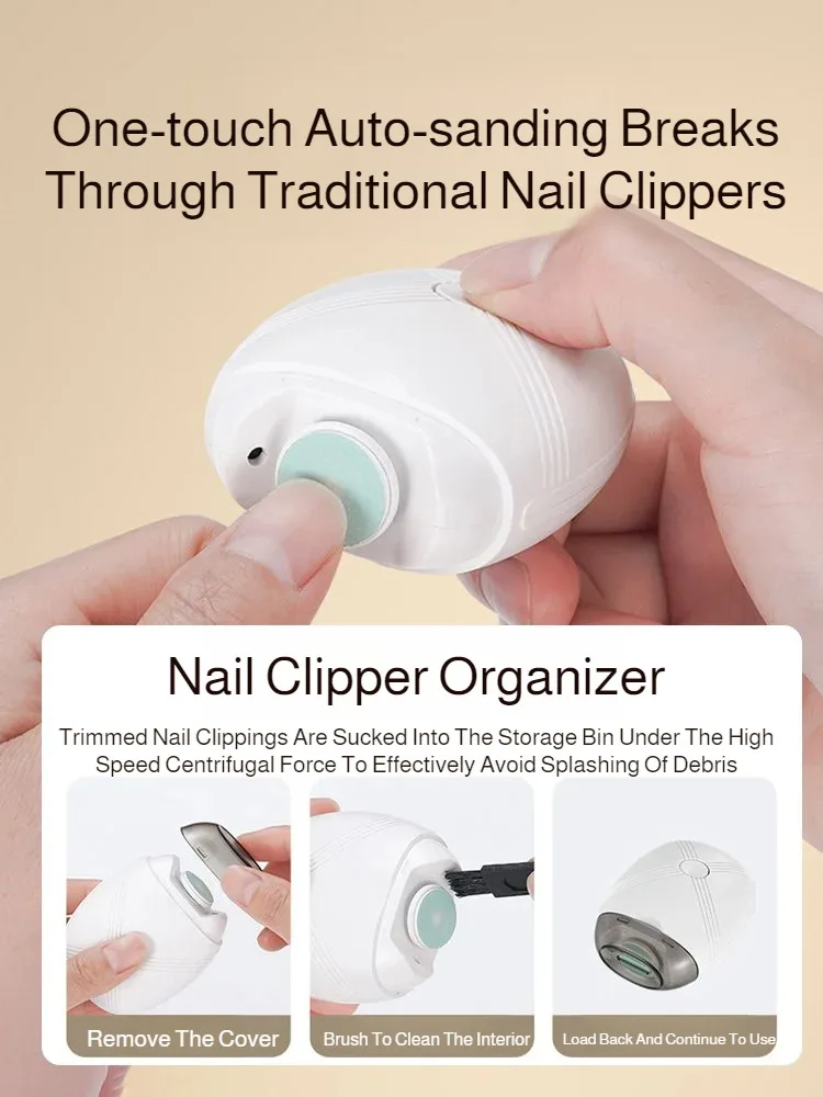 ベビー電動ネイルトリマー USB充電式ネイルトリマー LEDライトと3段階の速度調整機能付き 指爪カッターポリッシャー