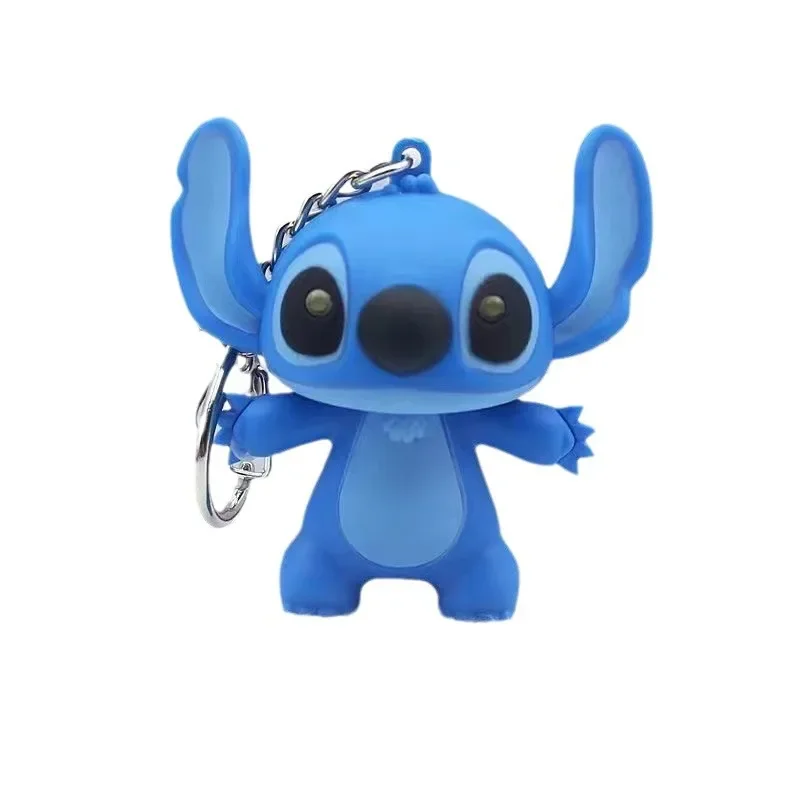 Original Disney Cartoon Lilo & Stitch LED Keychain Stitch Model Doll Can Say “I Love You” Action Figures Backpack Pendant Gifts