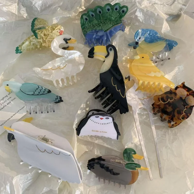 

Creative Cartoon Bird Acetate Hair Claw Stylish Owl And Duck Crab Hair Clip Hair Accessories And Headwear Woman Accesories
