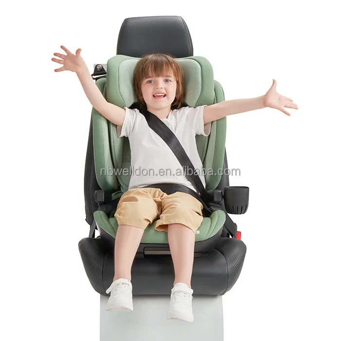 Venta al por mayor de 3 a 12 años Grupo 2/3 Silla de asiento de coche para bebés y niños con respaldo alto rosa i-size con ISOFIX