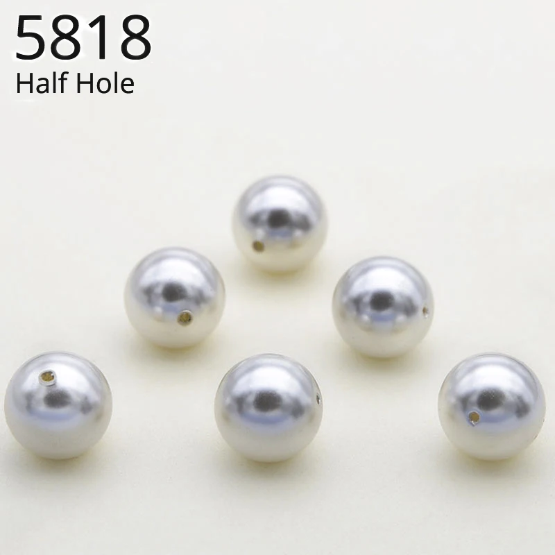 (1 Piece) Original Crystal from Austria 5818 Half-Hole Classic Round Pearl for DIY Earrings Pendants Jewelry Making Nail Art