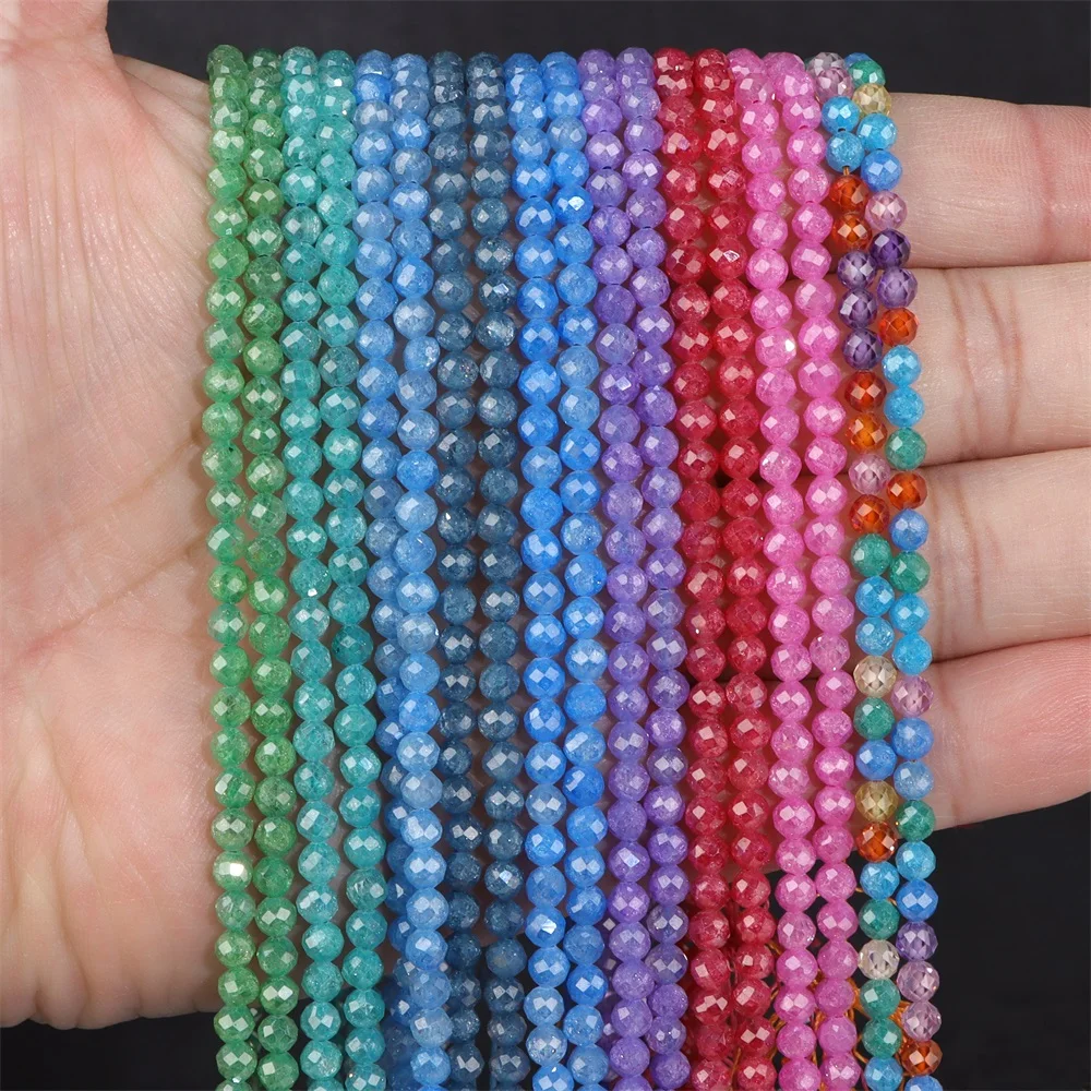 New 2 3 4mm Faceted Cubic Zirconia Beads Colorful Round Rondelle Loose Spacer Beads for Jewelry Making DIY Bracelet Necklace