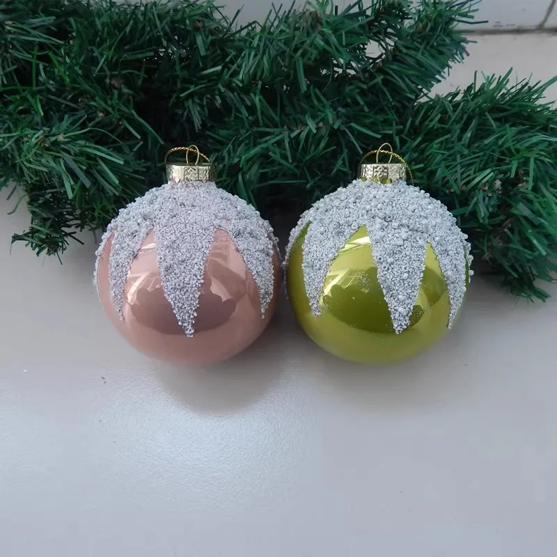 12pcs/pack Diameter=8cm Different Color Glass Ball Pendant Handmade Craft Christmas Day Tree Hanging Globe Ornament