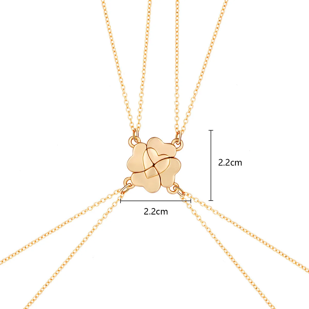 Elviragirl 4Pcs/Set Four Leaf Clover Stitching Magnet Stone Necklace for Kids Girls Fashion Friendship Gifts