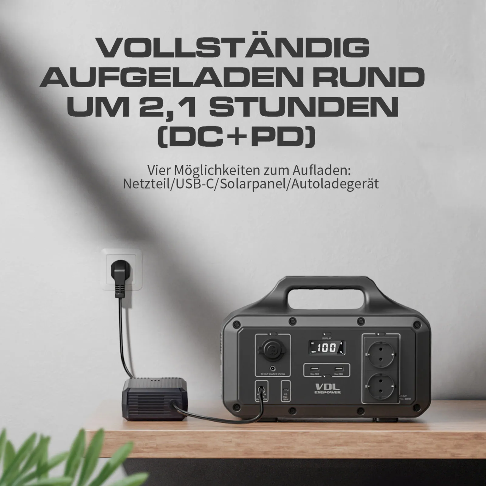 VDL centrale elettrica portatile 510Wh/800W con pannello solare da 100W generatore di ricarica rapida per emergenza da campeggio all'aperto domestica