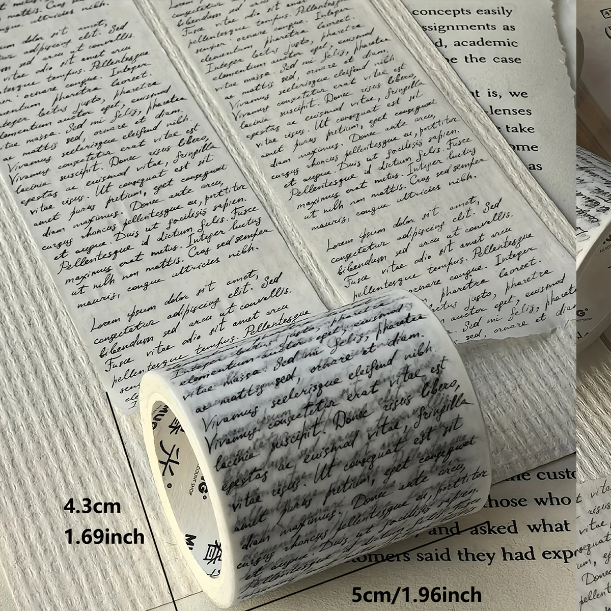 

1 Roll (8 Meters) Vintage English Letter DIY Scrapbook Washi Tape - Suitable for Junk Journals, Planners, Card Making