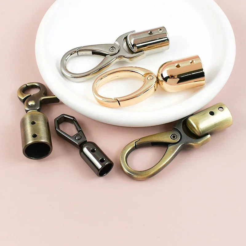 4/10/20Pcs Metal Bag Handle End Caps Tassel Clasp Cord Stopper Buckles for Purse Handbag Snap Hooks DIY Craft Repair Accessories