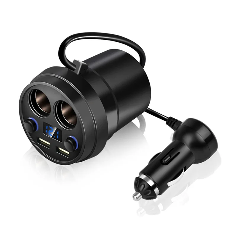 

Universal Car Cup Charger Dual Usb With Cable Car Charger Multi-Function Cigarette Lighter Car Mobile Phone Charger