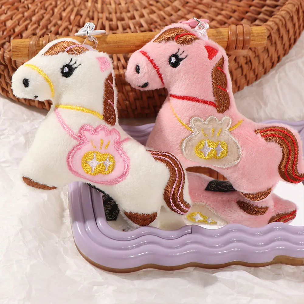 Stuffed Animal Horse Plush Keychain Hanging Decor Backpack Ornaments Horse Year Key Ring Cute Design Lucky Mascot