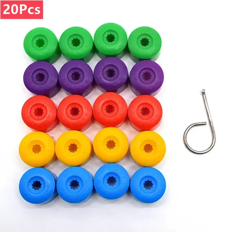 20Pcs Car Wheel Cover Hub Nut Bolt Covers Cap 17mm Auto Tyre Screws Exterior Protection Universal Nut Bolt Dust Accessories