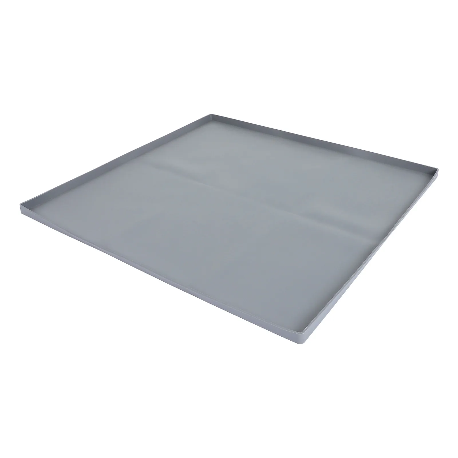 Silicone Washing Machine Drain Pan Leak-Proof Non-Slip Floor Protector Grey 27x27 Raised Edge Fridge Drip Tray Mini Fridge Mat