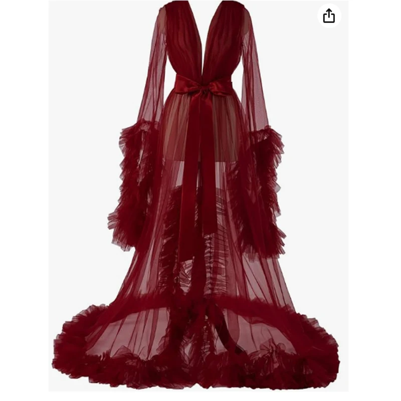 Robe Longue en Tulle pour Femme, Lingerie, Peignoir, Séance Photo Icide, Écharpe de Mariage, Chemise de Nuit de ix