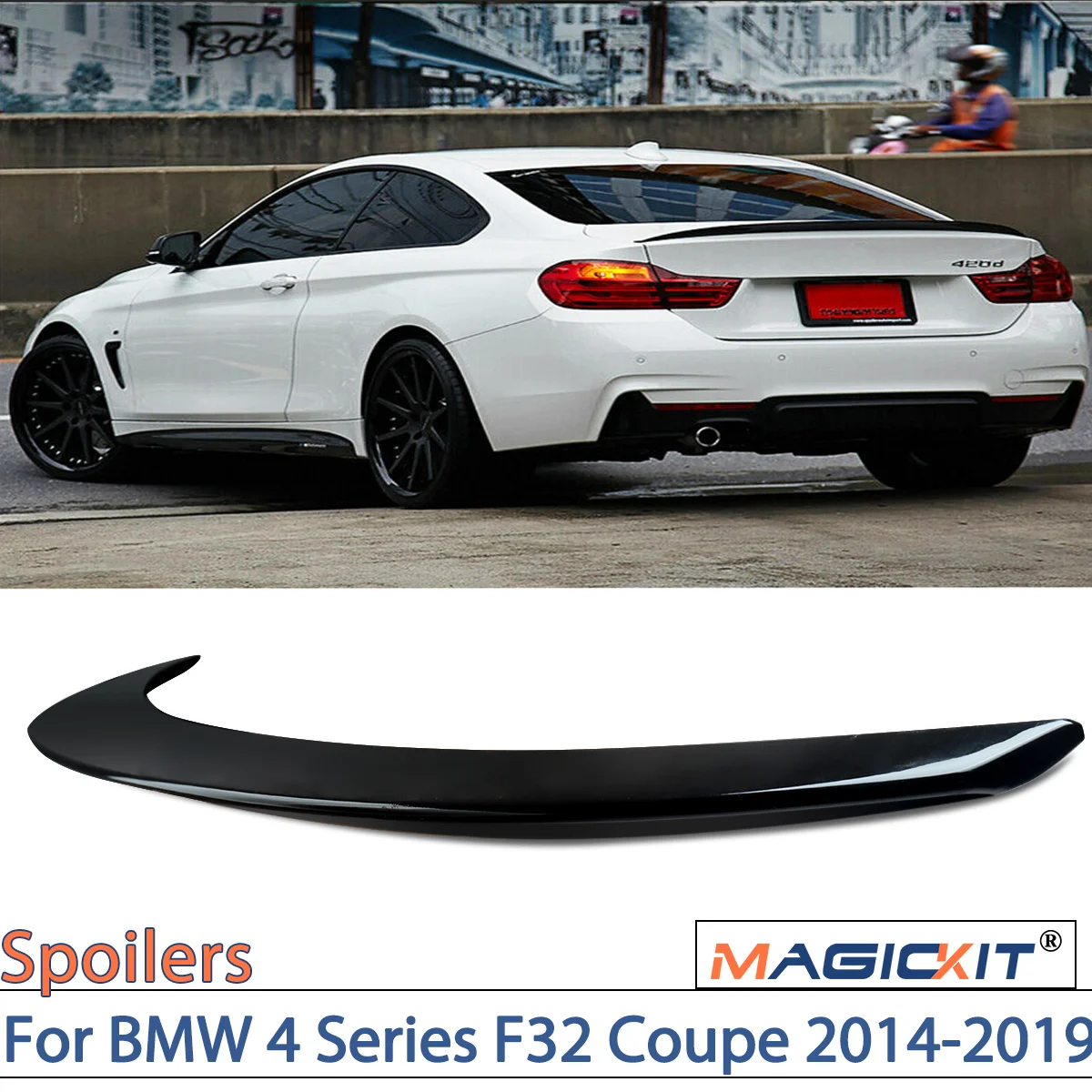 

MagicKit For BMW 4 Series F32 Coupe 2014-2019 Car Trunk Lip Spoiler Lid Big Auto CAR Accessorie Deck Boot Tail Wings Gloss Black