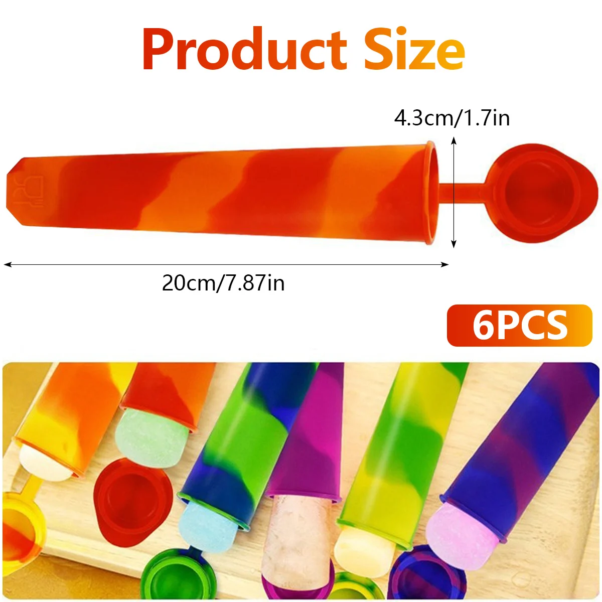 6pcs, Multi-Colore Popsicles Molds Reusable Ice Cream DIY Molds Food-Grade Silicone Popsicle Molds Kitchen Tools