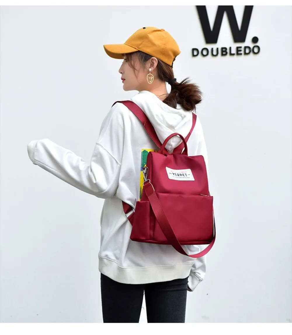 Wasserdichter Oxford-Rucksack mit hoher Kapazität, Diebstahlsicherer, leichter Reise-Tagesrucksack, einfarbig, vielseitige Umhängetasche für Damen – Detail 10