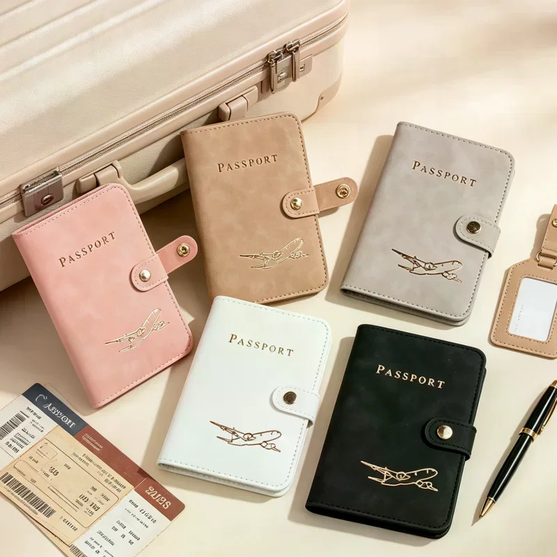 Airplane Pattern Passport Holder Waterproof Travel Passport Cover Case Credit Card Wallet For Women Men Travel Document Pouch