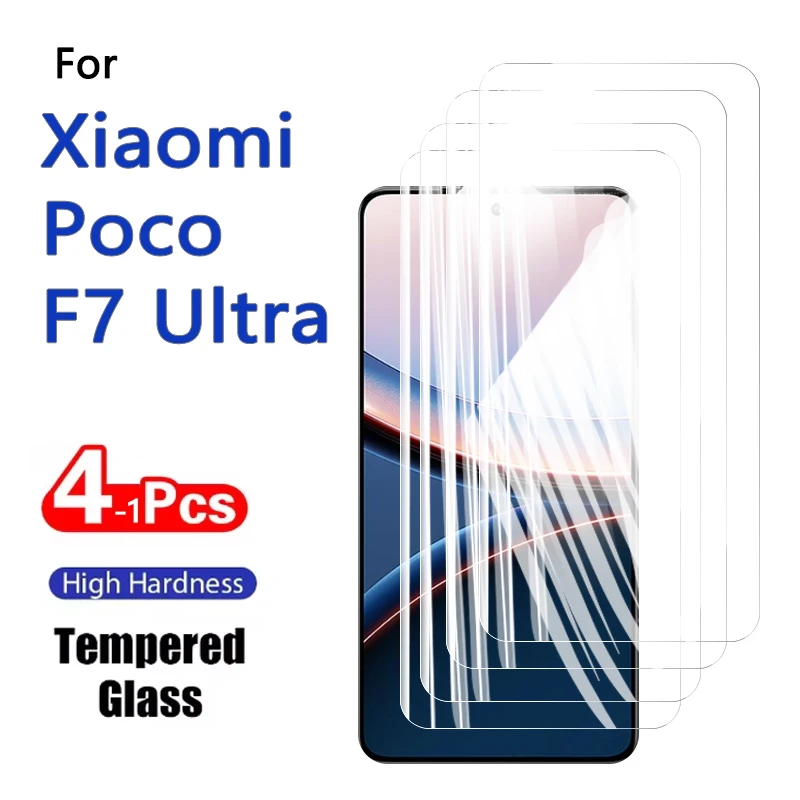 1-4PCS Screen Protectors For Xiaomi Poco F7 Ultra Tempered Glass Crystal 9H High Aluminum Anti Scratch Case Friendly Fingerprint