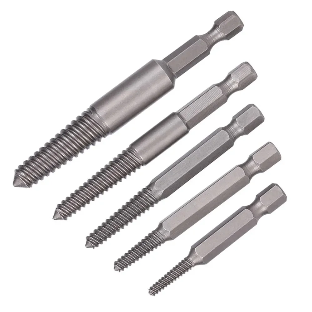 5pcs Screw Extractor Center Drill Bits Guide Set Broken Damaged Bolt Remover Hex Shank And Spanner For Broken Hand Tool