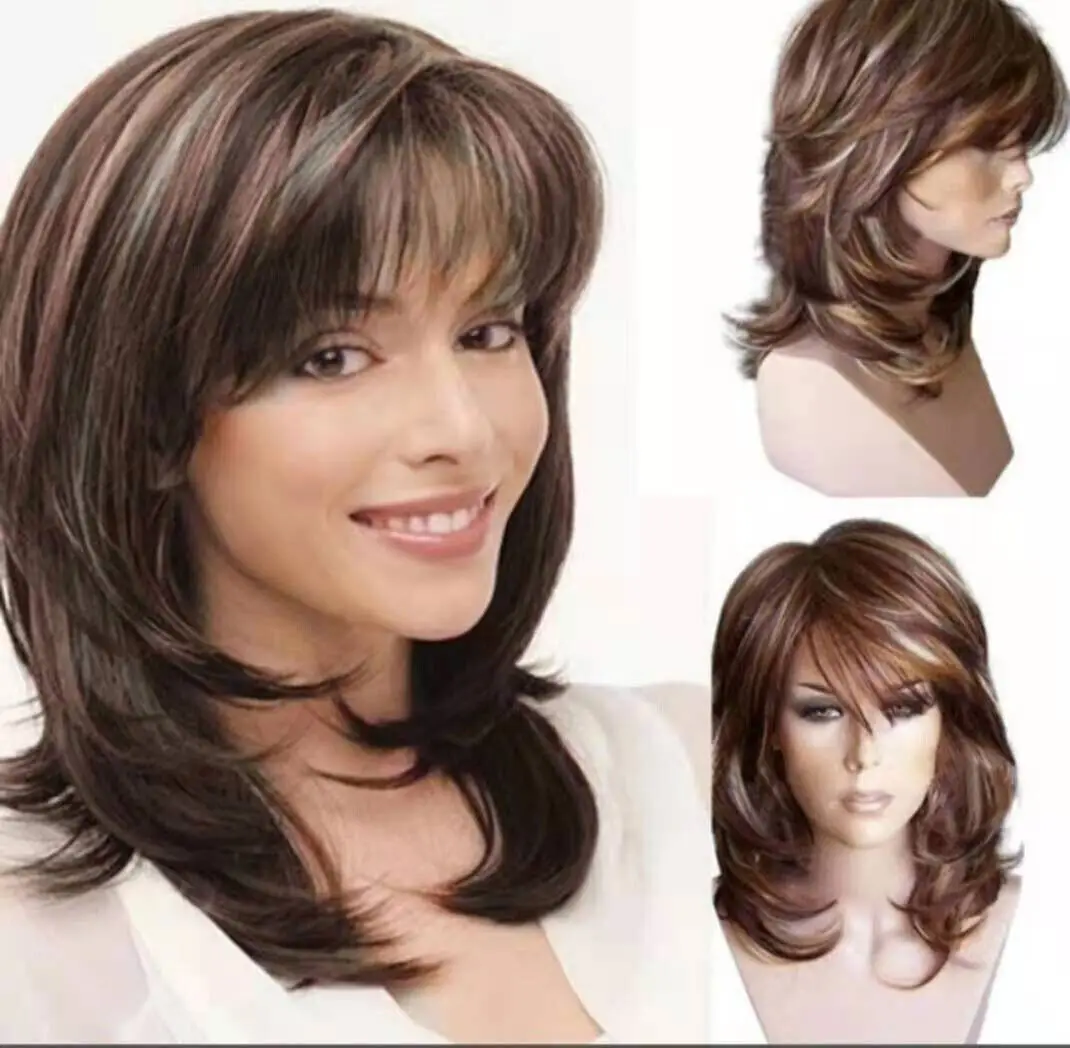 

Human Hair New Women's Long Dark Brown Straight Full Wigs