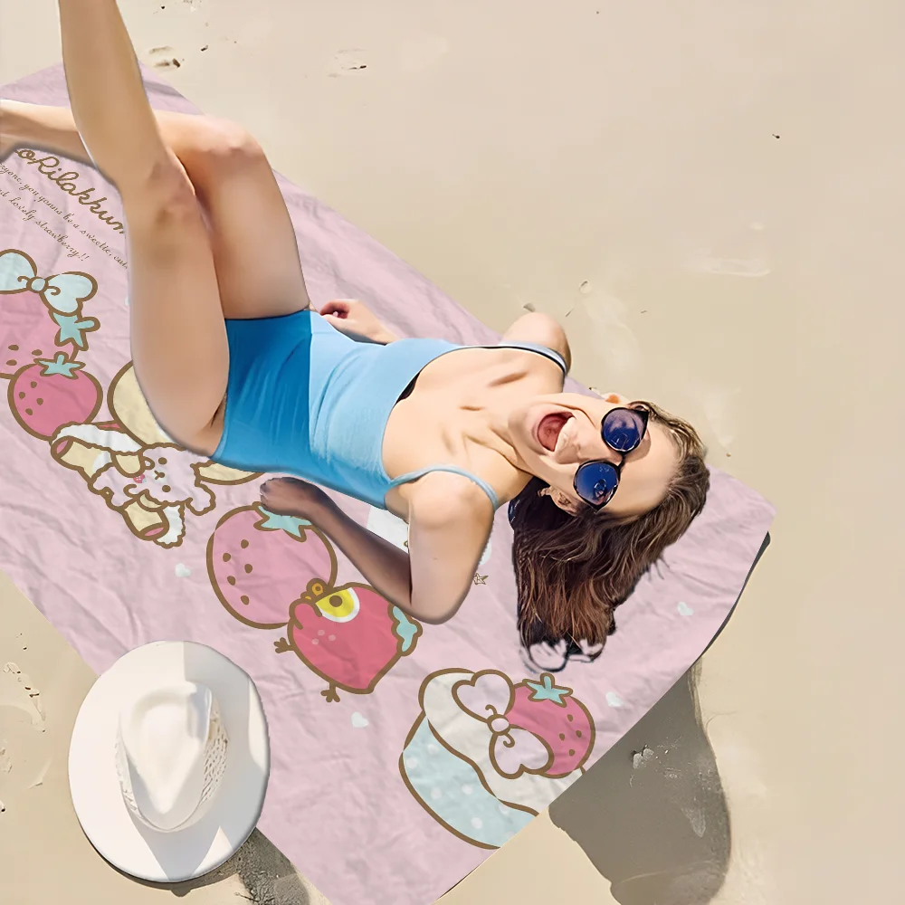 

Kawaii Rilakkuma Bear Beach Towel For Kids Personalized Bath Towel Pool Towel Vacation Gift Picnic Towel Party Gift