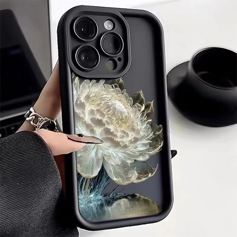 Flower Matte Phone Case for iPhone Shockproof Cover iPhone 11 13 15 Pro 14 Pro Max 12 13 7 8 Plus SE 2020 XR XS Max X