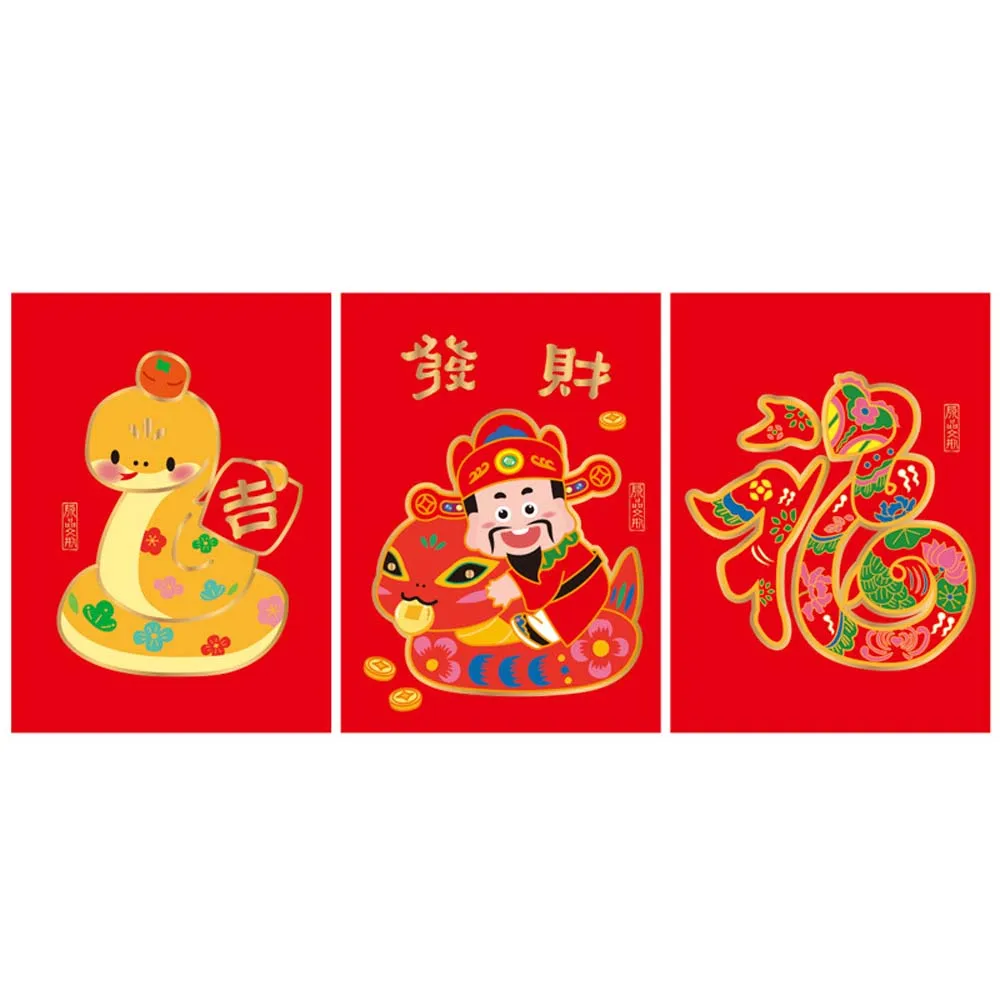 Cartoon 2025 Bronzing Red Envelope New Year's Blessing Bag Zodiac Snake New Year Money Bag Panda God of Wealth Money Pocket