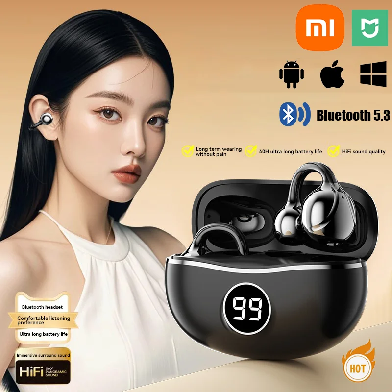 Xiaomi D151 Wireless Headphones Bone Conduction Bluetooth Headset LED Digital Display Bluetooth 5.3 With Mic For Iphone Sasung