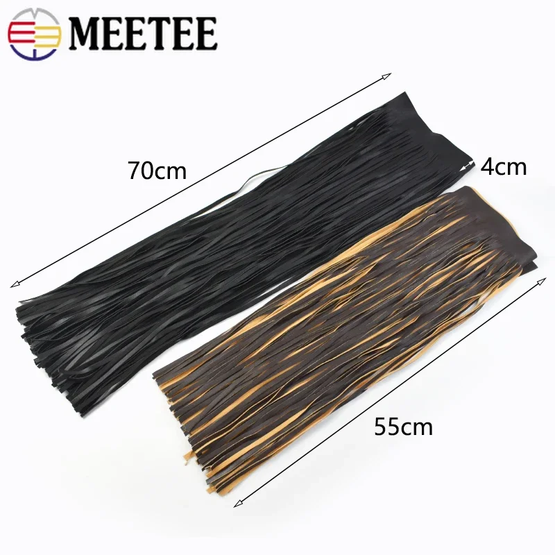 Meetee 55/70cm Extra Long Leather Tassel Fringe Dress Jacket Decor Lace Trim Edging Fringes DIY Garment Sewing Crafts Accessory
