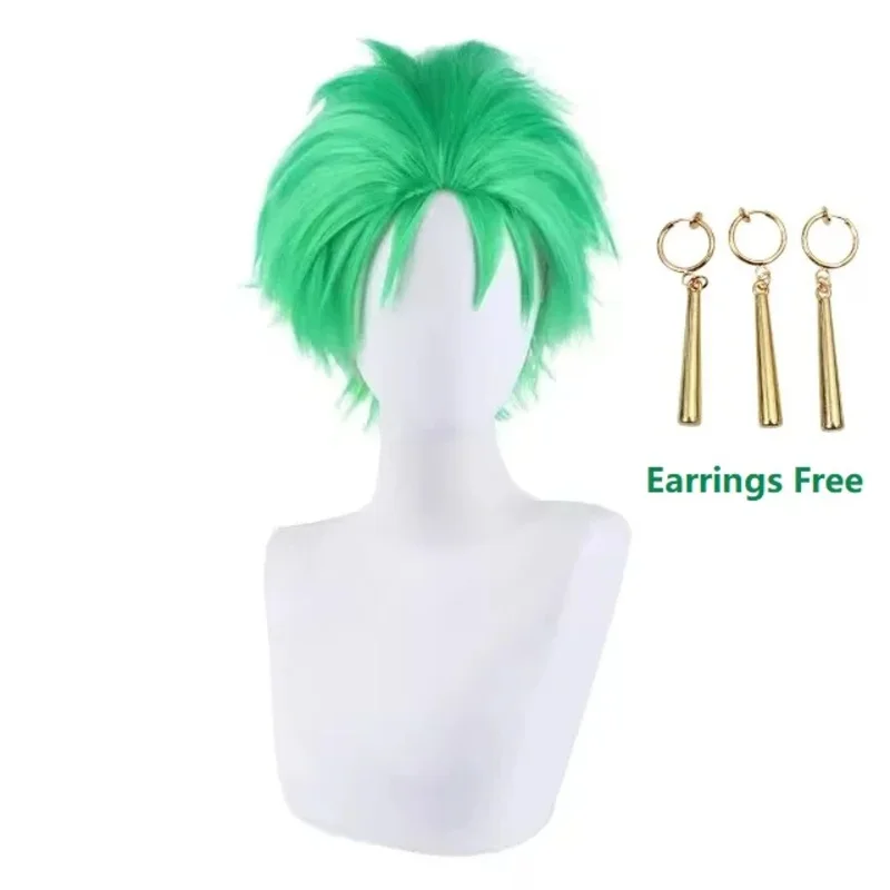 الدب دن شخصيات كرتونية تأثيري حلي موحدة معطف أخضر السراويل وشاح الرأس رورونوا زورو شعر مستعار أقراط Ha جديد 2025