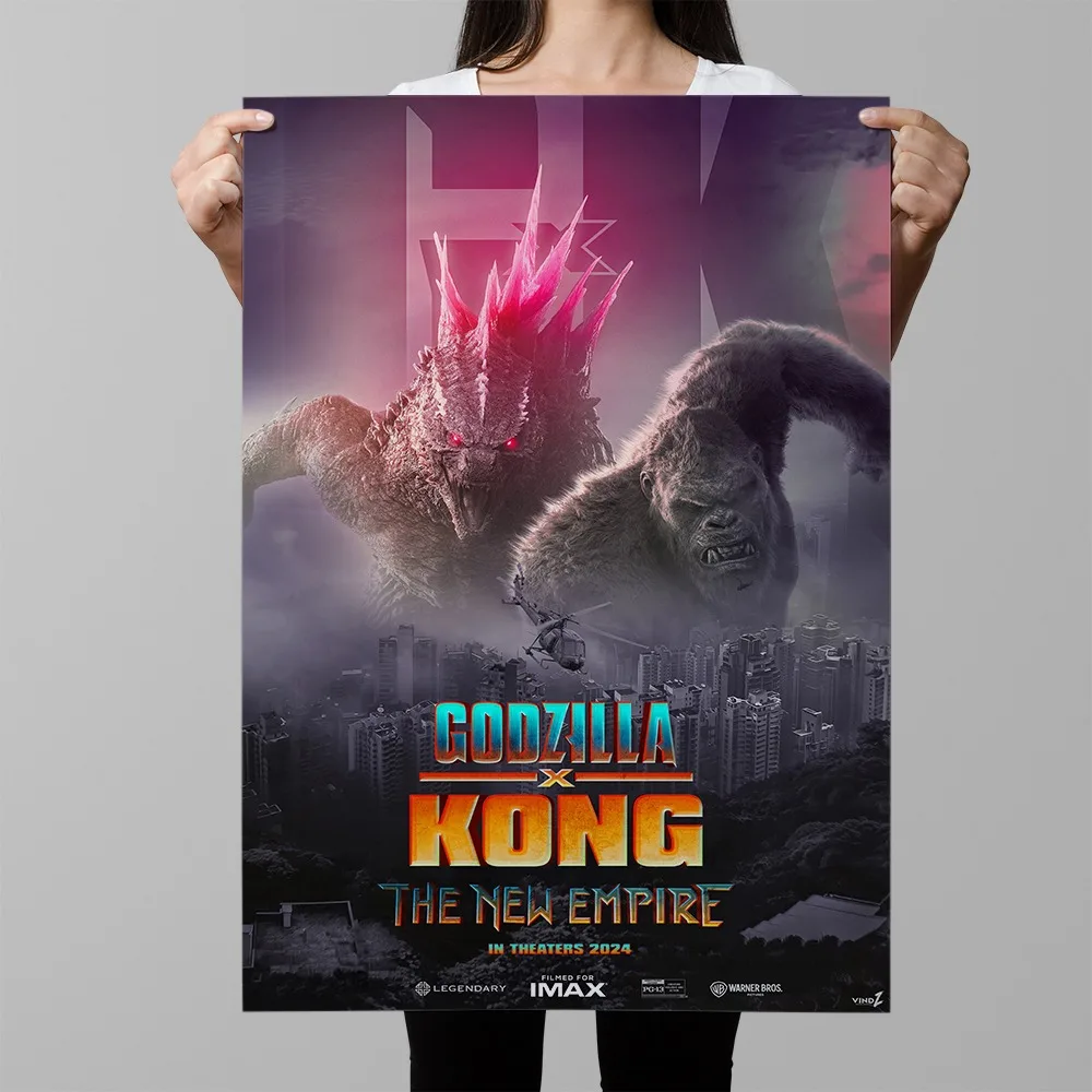 Classic Science Fiction Movie G-Godzilla Vs. Kong Frameless Canvas Core Poster Bedroom Peripheral Decoration Painting view 2