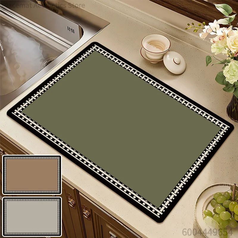Coffee Cup Drying Mat Kitchen Non-slip Absorbent Drain Mat Kitchen Counter Mat Coffee Bar Tableware Pad