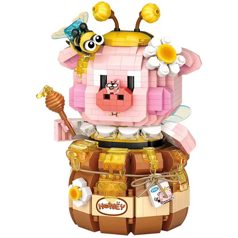 Loz Honey Pig Candy Toy Pig Tide Play Micro Particles Assembled Building Block Toy Decompression Cure Cartoon