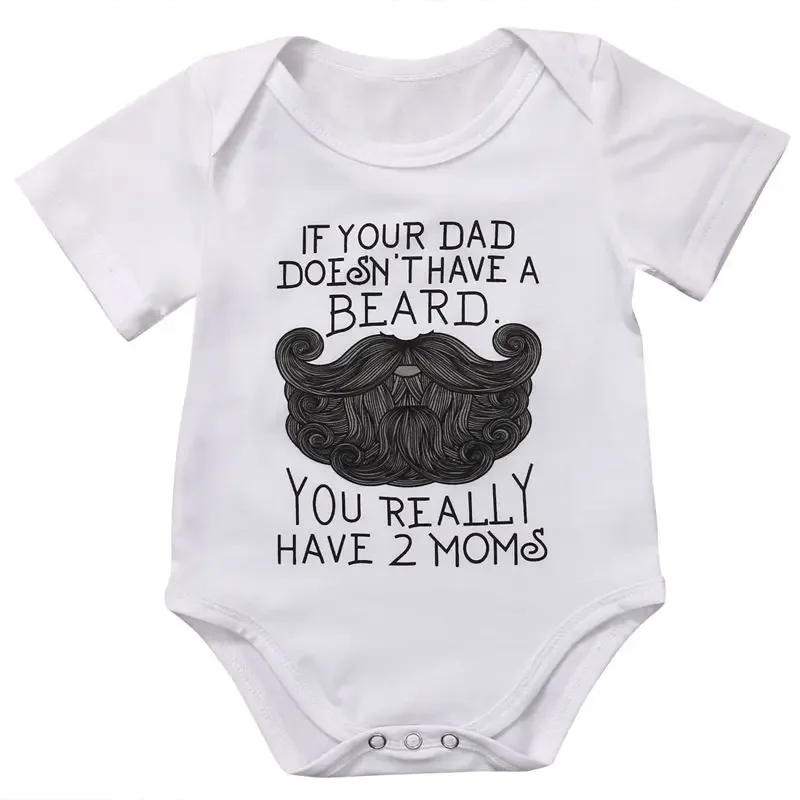 Newborn Baby Rompers Onesie Beard Pattern If Your Dad Doesn\'t Have A Beard Letter Print Infant Costumes Baby Clothes Jumpsuits